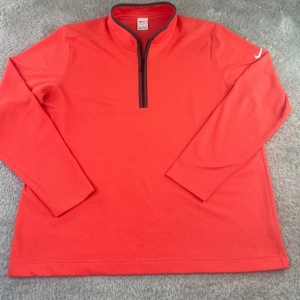 Nike Pullover Mens XL Coral Orange Dri-FIT 1/4 Zip Golf Training DJ5474-850